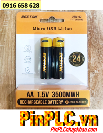 Beston 2AM-92 AA3500mWh, Pin sạc 1.5v micro USB Li-ion Beston 2AM-92 AA3500mWh (=2200mAh) chính hãng